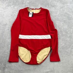 Cover UPF 50+ Long Sleeve One Piece Swimsuit XL Red White Women Athletic Surf